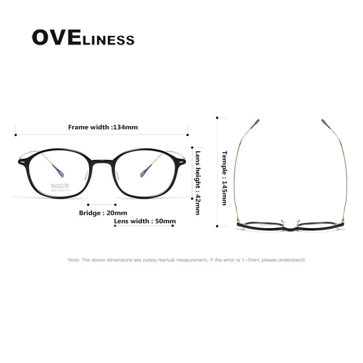 Oveliness Women's Full Rim Round Acetate Titanium Eyeglasses 328653
