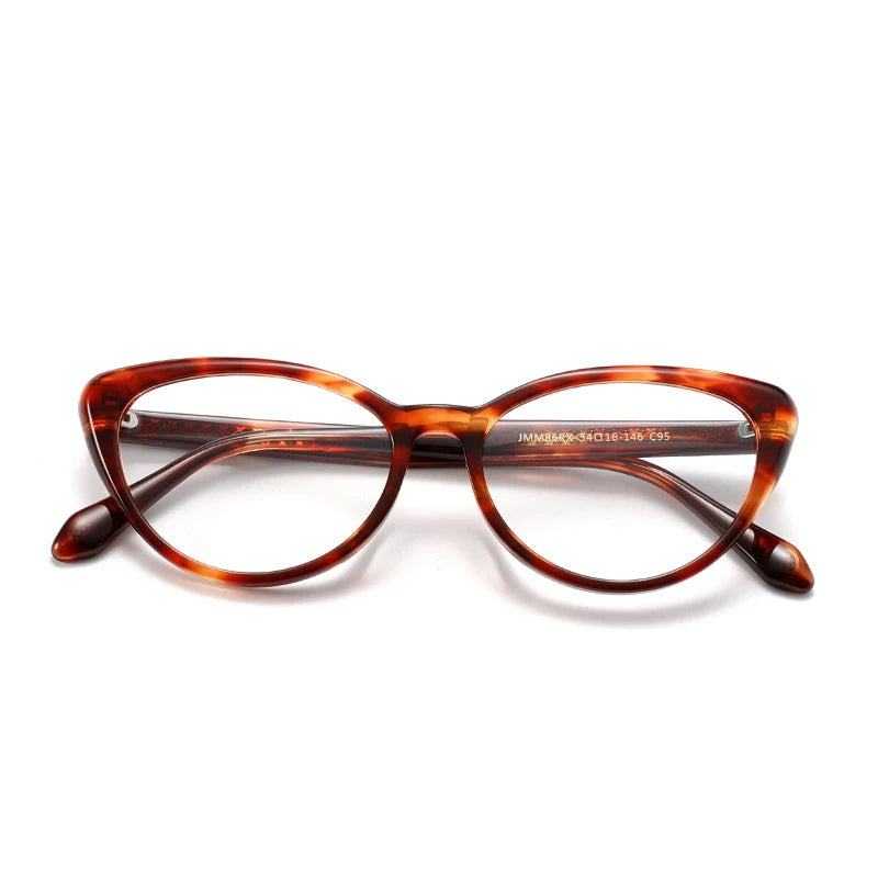 Aror Women's Full Rim Oval Cat Eye Acetate Eyeglasses 94861 Full Rim Aror Leopard Red