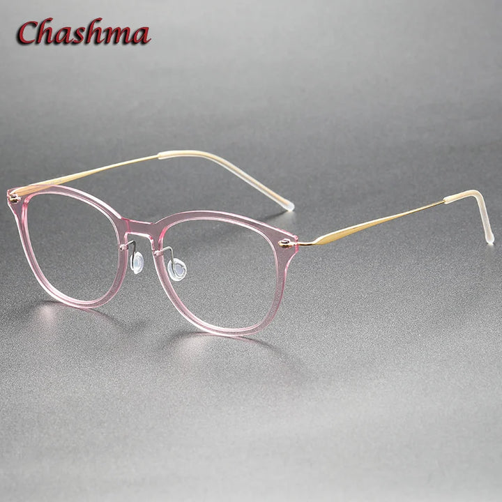 Chashma Ochki Unisex Full Rim Cat Eye Nylon Titanium Eyeglasses 6506 Full Rim Chashma Ochki Transparent Pink  