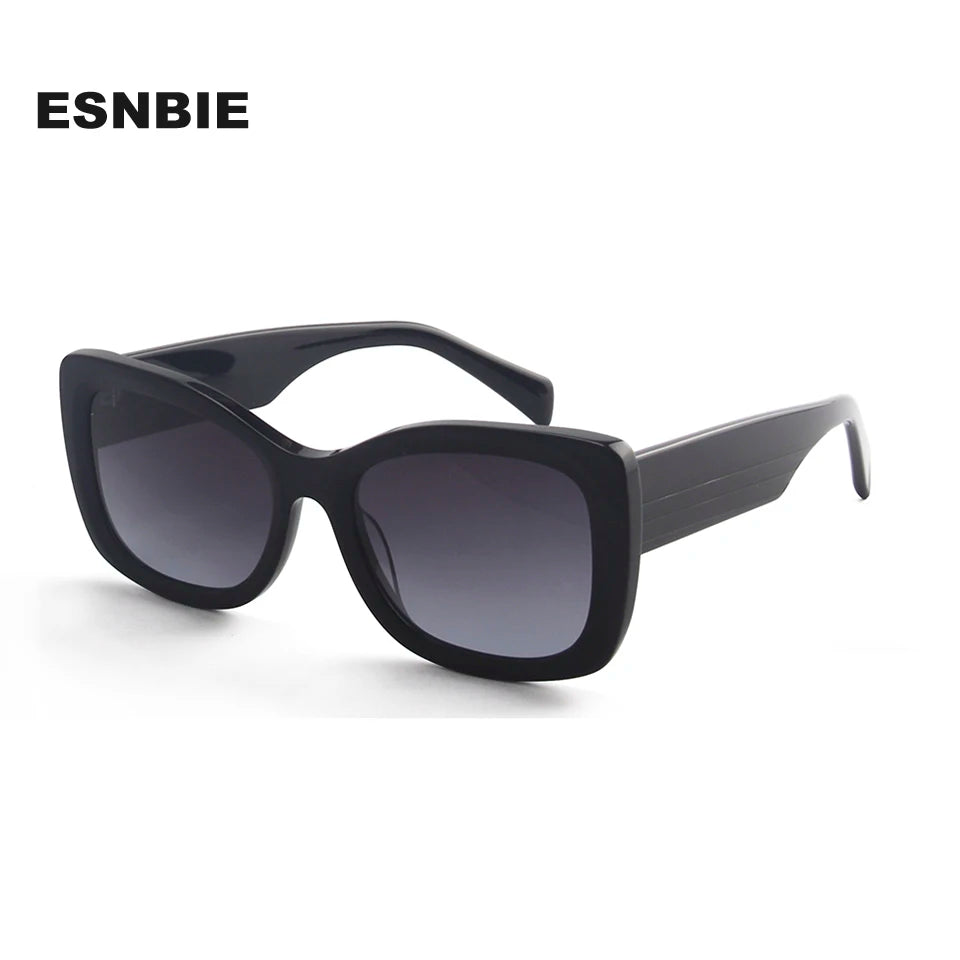 Esnbie Women's Full Rim Butterfly Square Acetate Sunglasses 420856