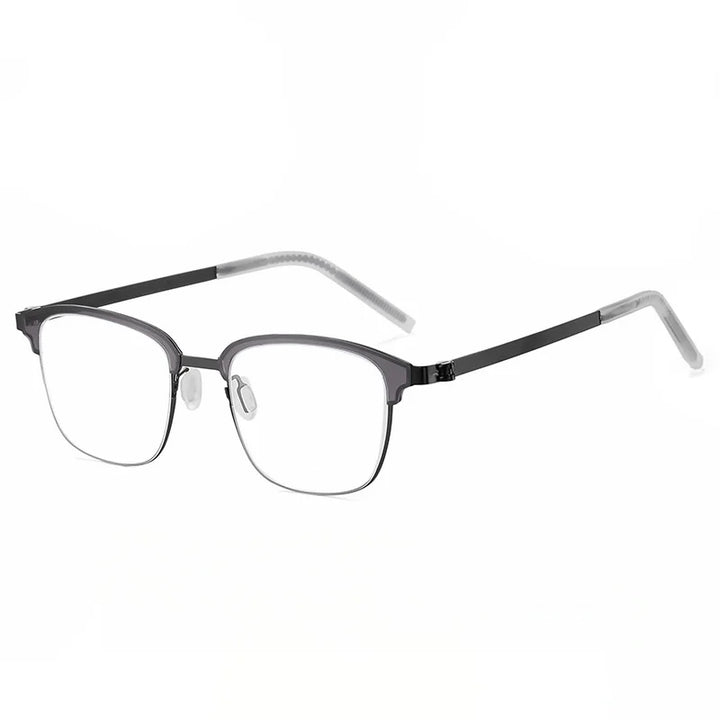 Xbora Unisex Full Rim Square Screwless Acetate Steel Eyeglasses 7903