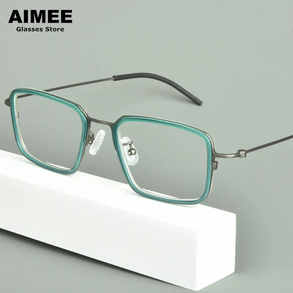 Aimee Unisex Full Rim Square Titanium Acetate Eyeglasses 14501 Full Rim Aimee   