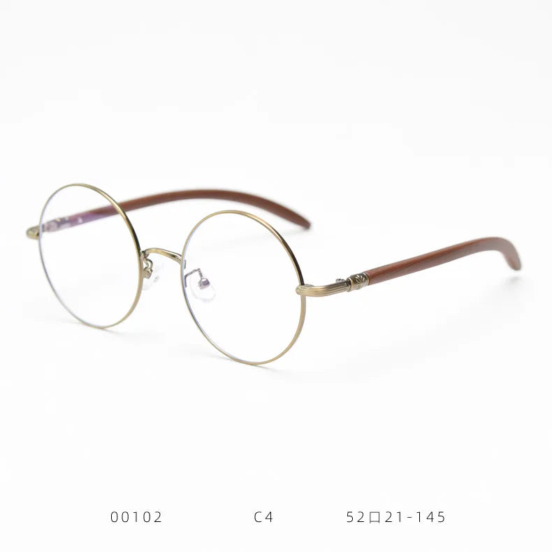 Yimaruili Unisex Full Rim Round Alloy Tr 90 Eyeglasses 00102 Full Rim Yimaruili Eyeglasses Bronze C4  