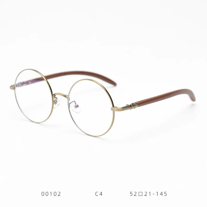 Yimaruili Unisex Full Rim Round Alloy Tr 90 Eyeglasses 00102 Full Rim Yimaruili Eyeglasses Bronze C4  