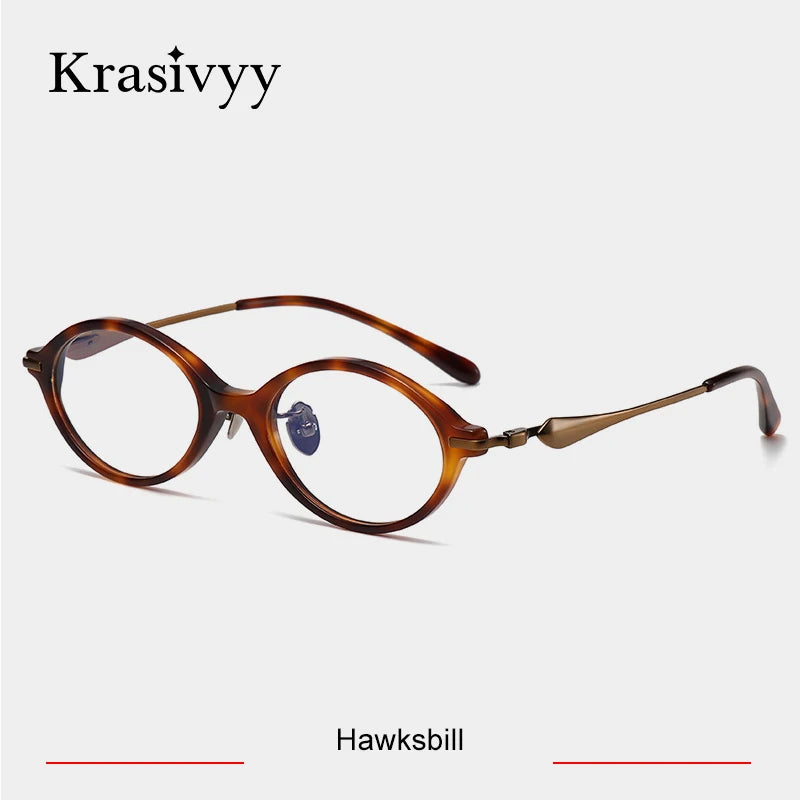 Krasivyy Unisex Full Rim Oval Titanium Acetate Eyeglasses 96060 Full Rim Krasivyy Hawksbill