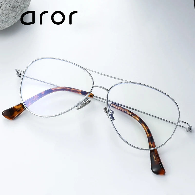 Aror Unisex Full Rim Oval Double Bridge Titanium Eyeglasses 30918