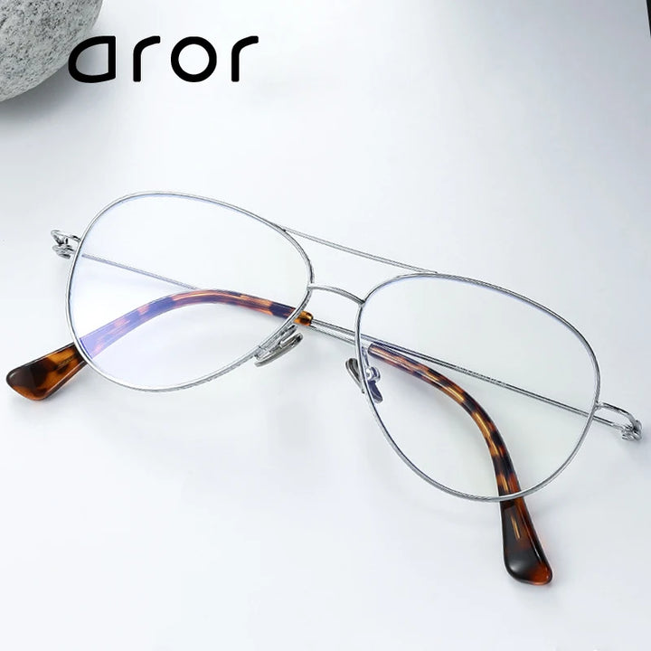 Aror Unisex Full Rim Oval Double Bridge Titanium Eyeglasses 30918