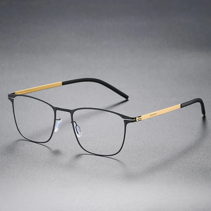 Aimee Unisex Full Rim Square Stainless Steel Eyeglasses 2259 Full Rim Aimee Black-Golden  