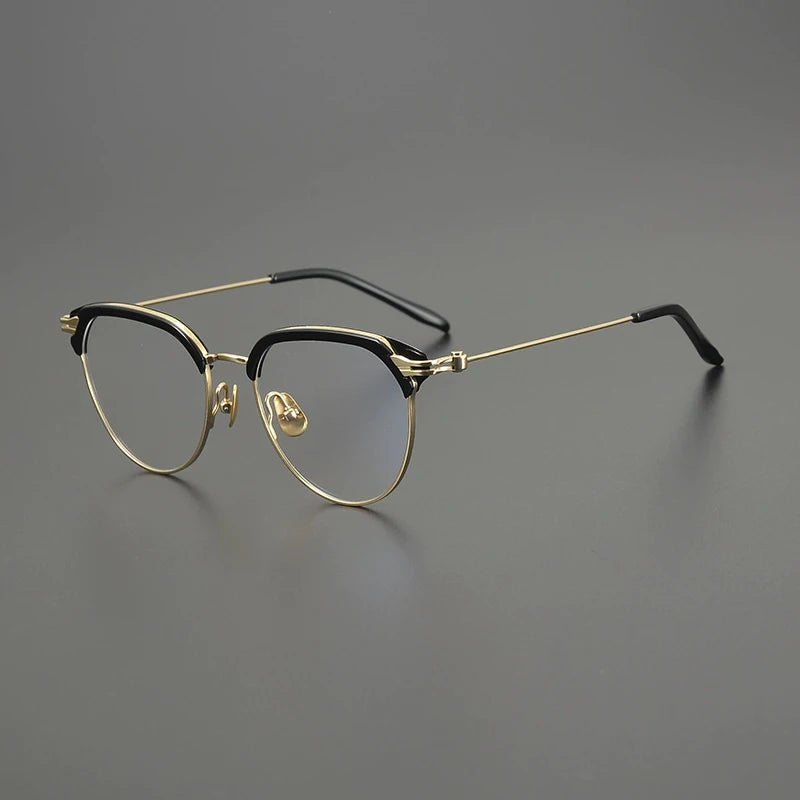 Gatenac Unisex Full Rim Square Acetate Titanium Eyeglasses G2410