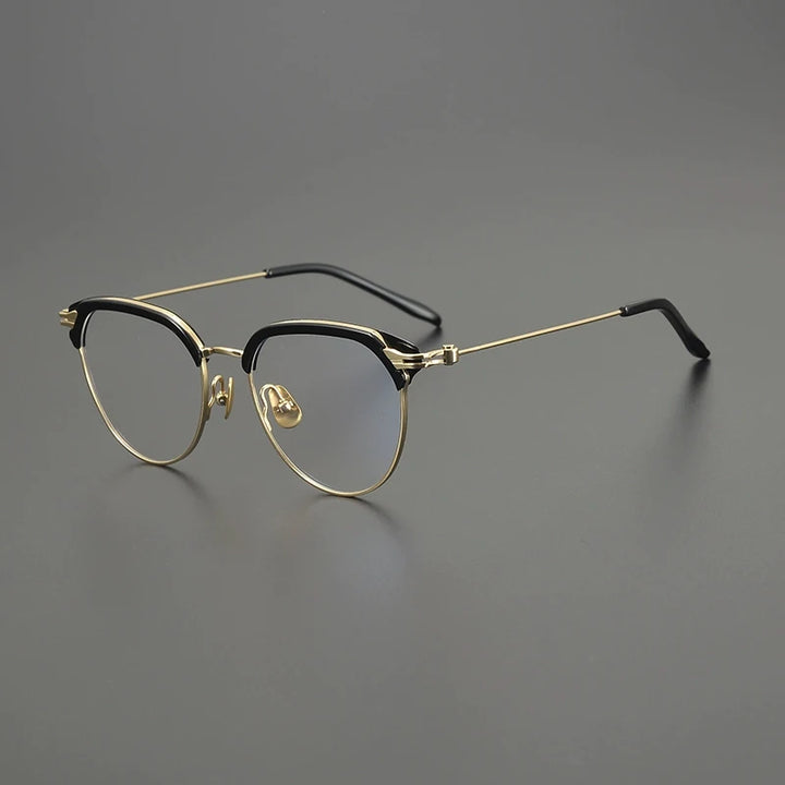 Gatenac Unisex Full Rim Square Acetate Titanium Eyeglasses G2410