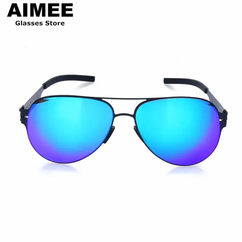 Aimee Men's Full Rim Oval Double Bridge Stainless Steel Polarized Sunglasses 6114 Sunglasses Aimee   