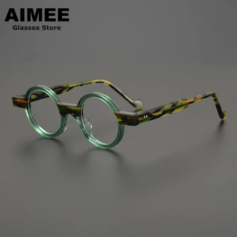 Aimee Unisex Full Rim Round Acetate Thick Temple Eyeglasses 402243 FuzWeb