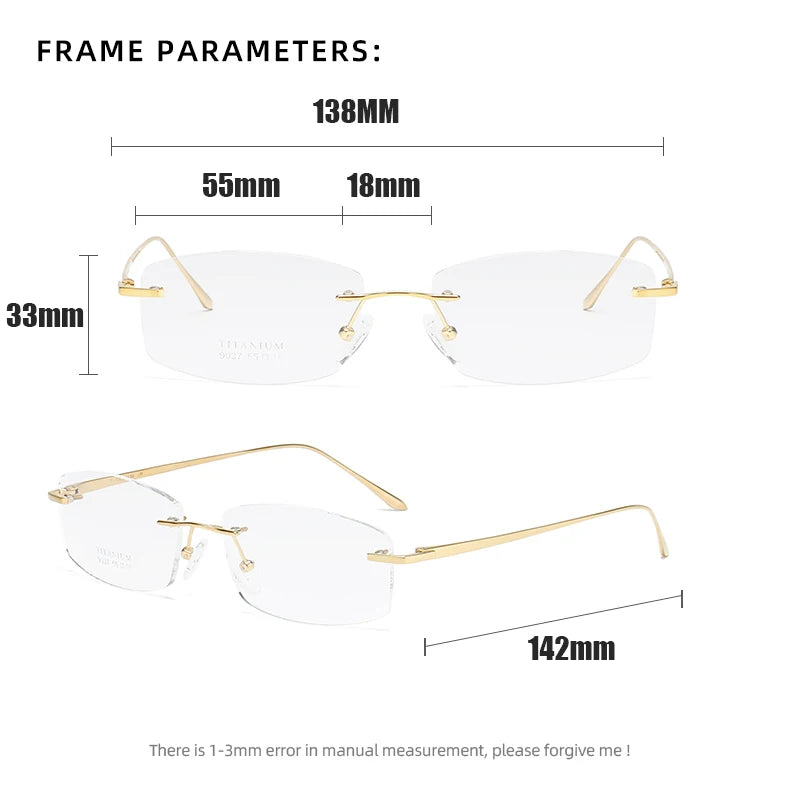 Zirosat Women's Rimless Oval Rectangle Titanium Eyeglasses 9037