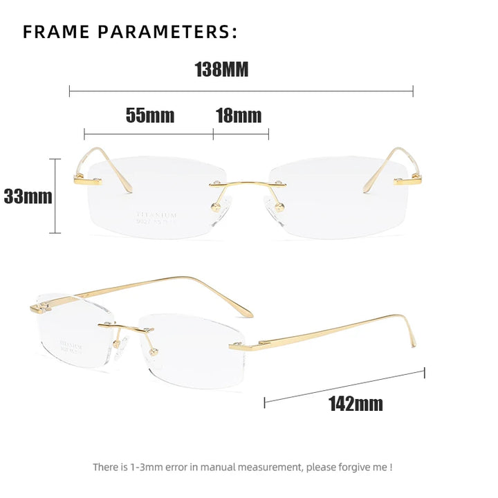 Zirosat Women's Rimless Oval Rectangle Titanium Eyeglasses 9037