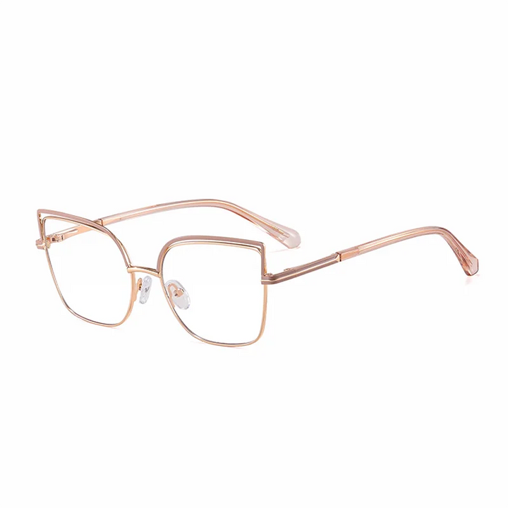 Ralferty Women's Full Rim Square Cat Eye Acetate Alloy Eyeglasses 82148 Full Rim Ralferty C6 Khaki CHINA 