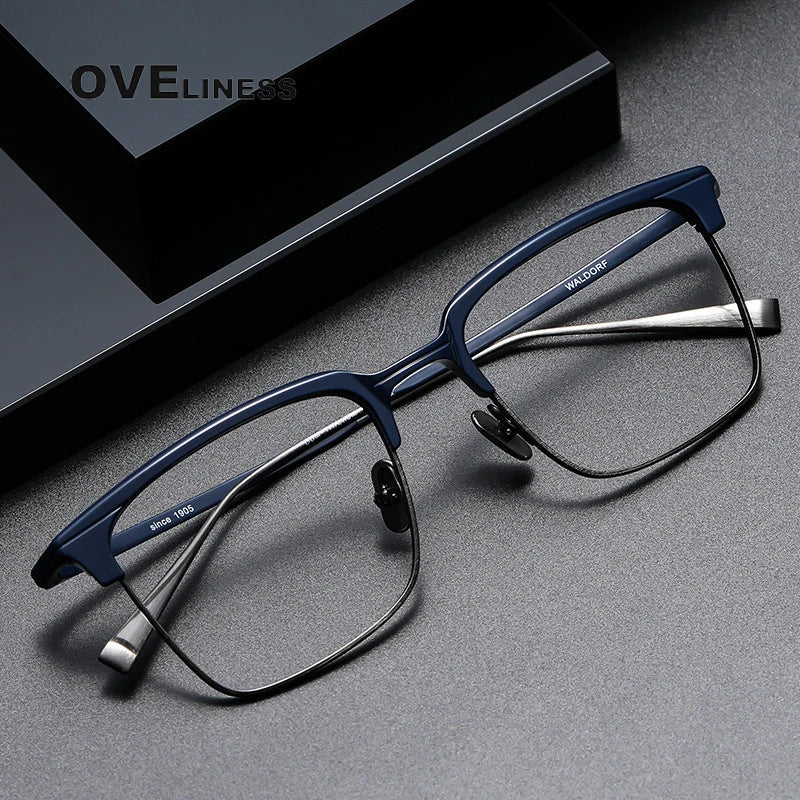 Oveliness Women's Full Rim Square Acetate Titanium Eyeglasses 3089 Full Rim Oveliness   