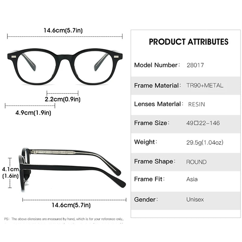 Kocolior Unisex Full Rim Round Tr 90 Photochromic Reading Glasses 28017