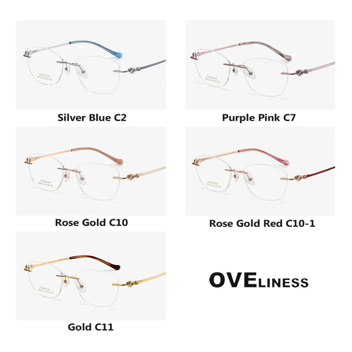 Oveliness Women's Rimless Square Cat Eye Titanium Eyeglasses 196003 Rimless Oveliness   