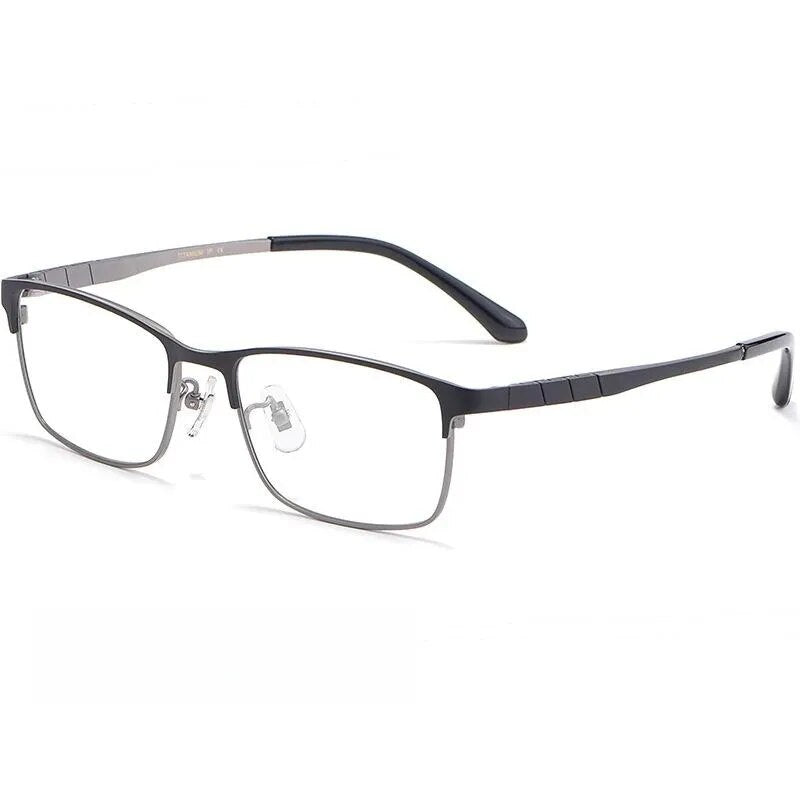 Yimaruili Men's Full Rim Square Titanium Eyeglasses Ht0137 Full Rim Yimaruili Eyeglasses Black Gun  