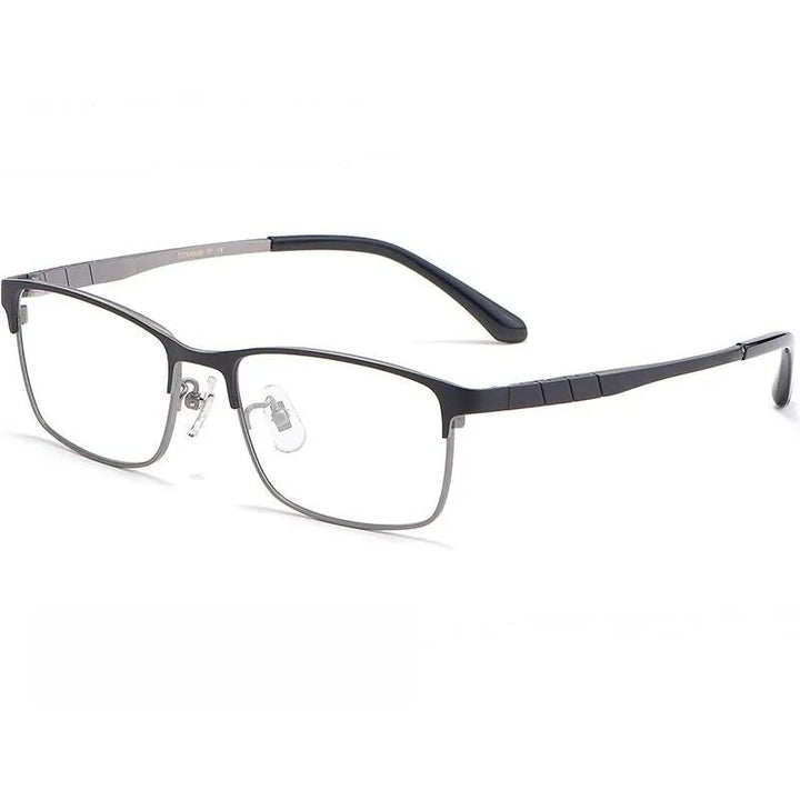 Yimaruili Men's Full Rim Square Titanium Eyeglasses Ht0137 Full Rim Yimaruili Eyeglasses Black Gun  