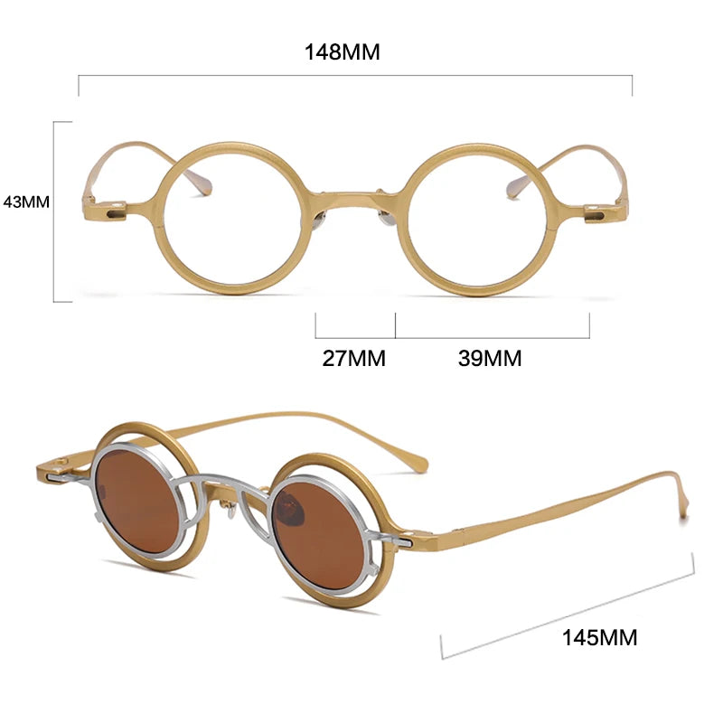 Gatenac Round Titanium Eyeglasses Clip On Sunglasses – FuzWeb