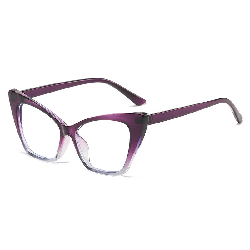 CCspace Women's Full Rim Square Cat Eye Plastic Eyeglasses 57427 Full Rim CCspace Purple  