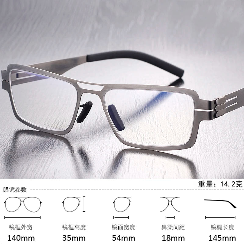 Black Mask Unisex Full Rim Square Screwless Steel Eyeglasses 35140