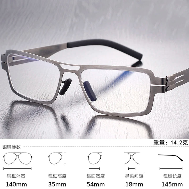Black Mask Unisex Full Rim Square Screwless Steel Eyeglasses 35140