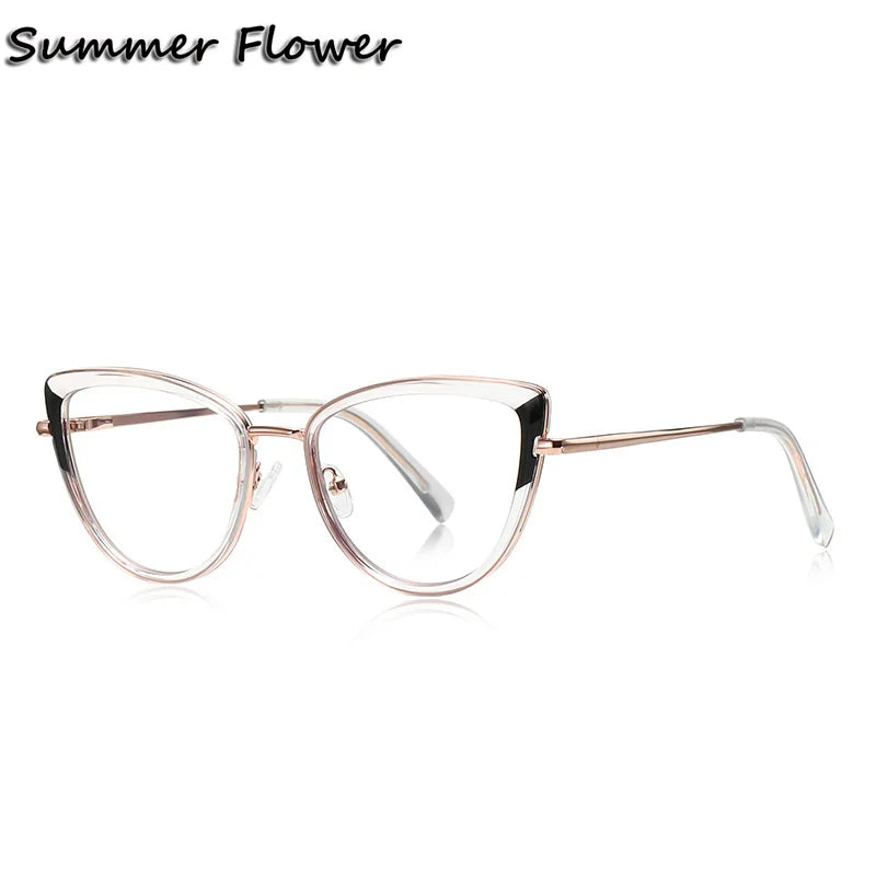 Summer Flower Women's Full Rim Cat Eye Tr 90 Titanium Eyeglasses 31274