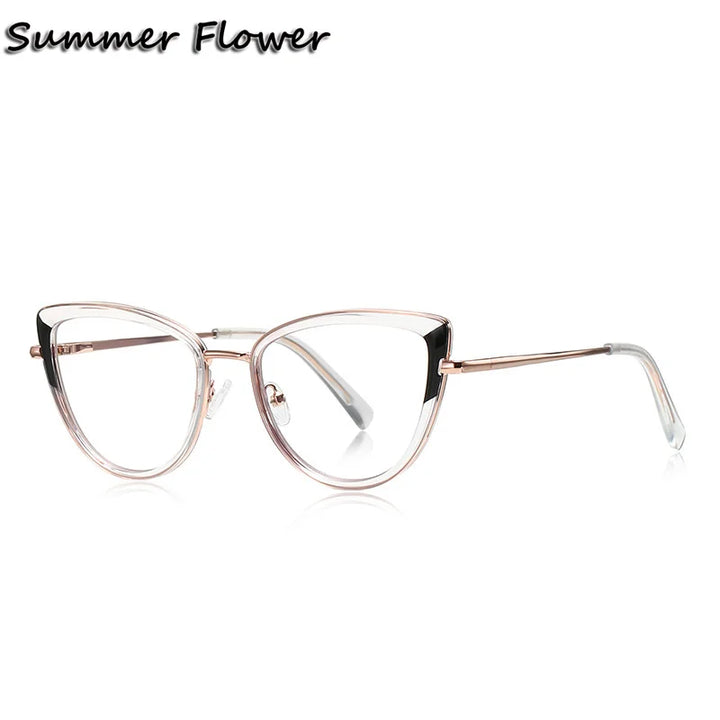 Summer Flower Women's Full Rim Cat Eye Tr 90 Titanium Eyeglasses 31274
