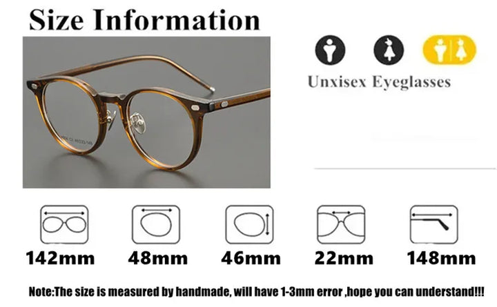 Aimee Unisex Full Rim Round Square Acetate Titanium Eyeglasses 19004