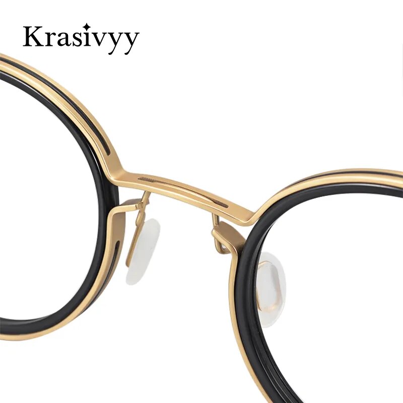 Krasivyy Men's Full Rim Round Titanium Acetate Eyeglasses Kr5860 Full Rim Krasivyy   