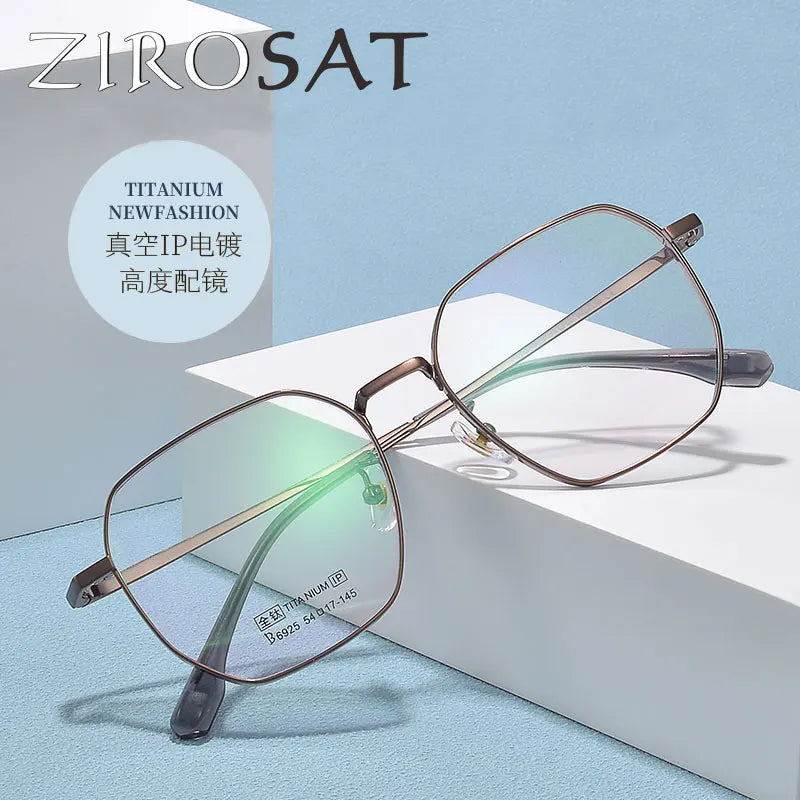 Zirosat Unisex Full Rim Flat Top Square Titanium Eyeglasses 6925 Full Rim Zirosat   