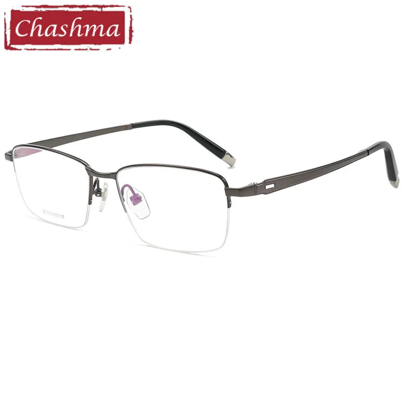 Chashma Ottica Men's Semi Rim Square Titanium Eyeglasses 27022 Semi Rim Chashma Ottica Gray  