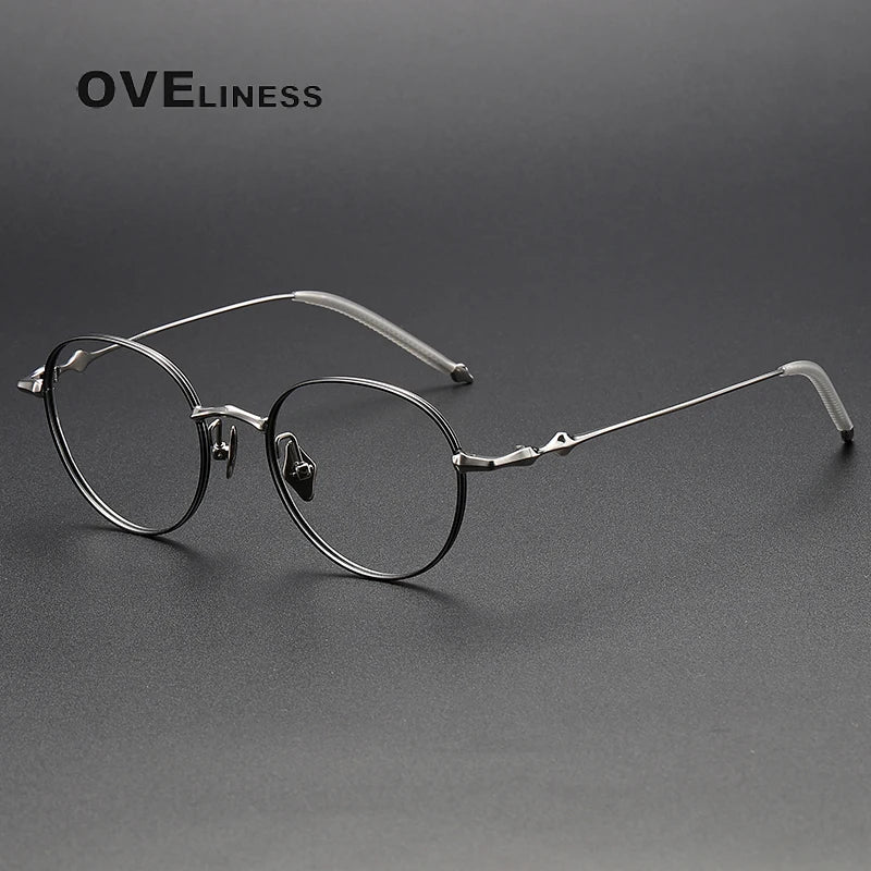 Oveliness Unisex Full Rim Round Titanium Eyeglasses 4519 Full Rim Oveliness black silver  
