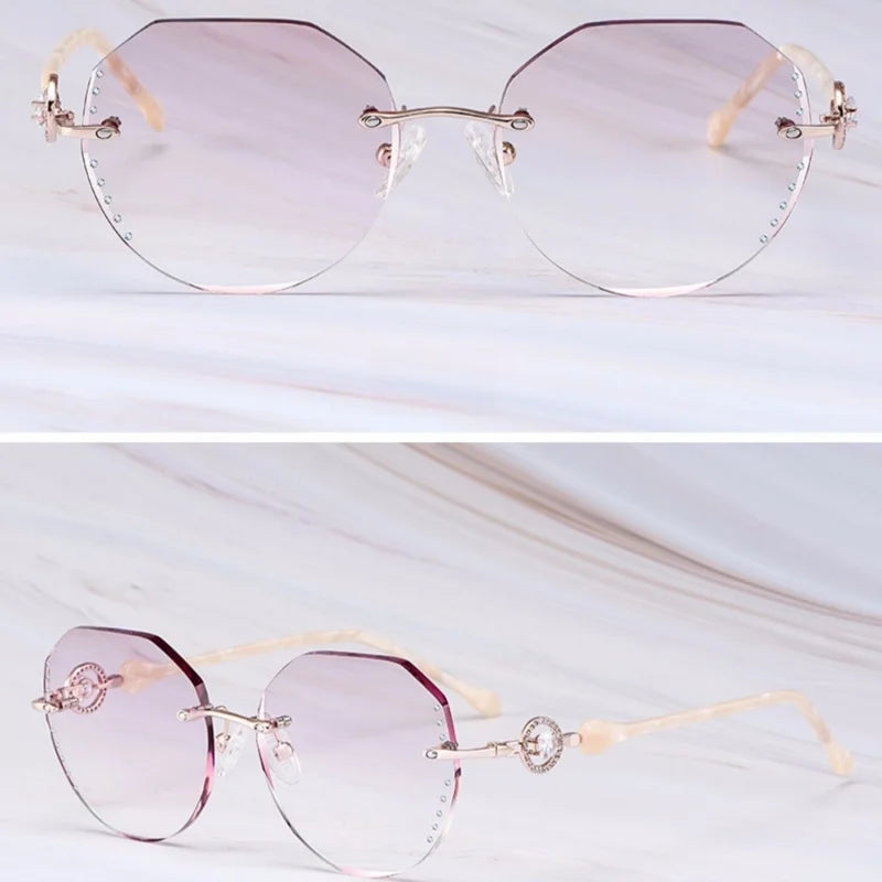 Summer Flower Women's Rimless Flat Top Oval Titanium Eyeglasses 693097