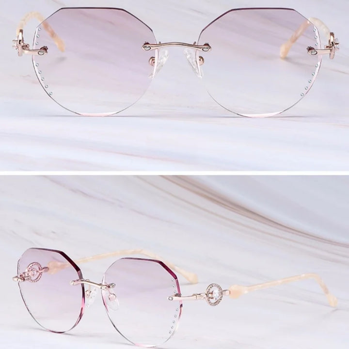 Summer Flower Women's Rimless Flat Top Oval Titanium Eyeglasses 693097