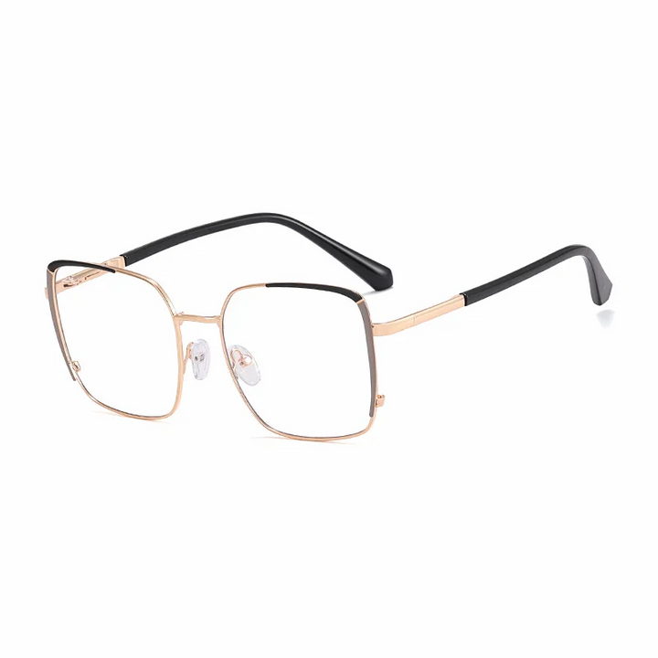 Ralferty Women's Full Rim Square Alloy Eyeglasses R82107 Full Rim Ralferty C4 Black Gray CHINA 