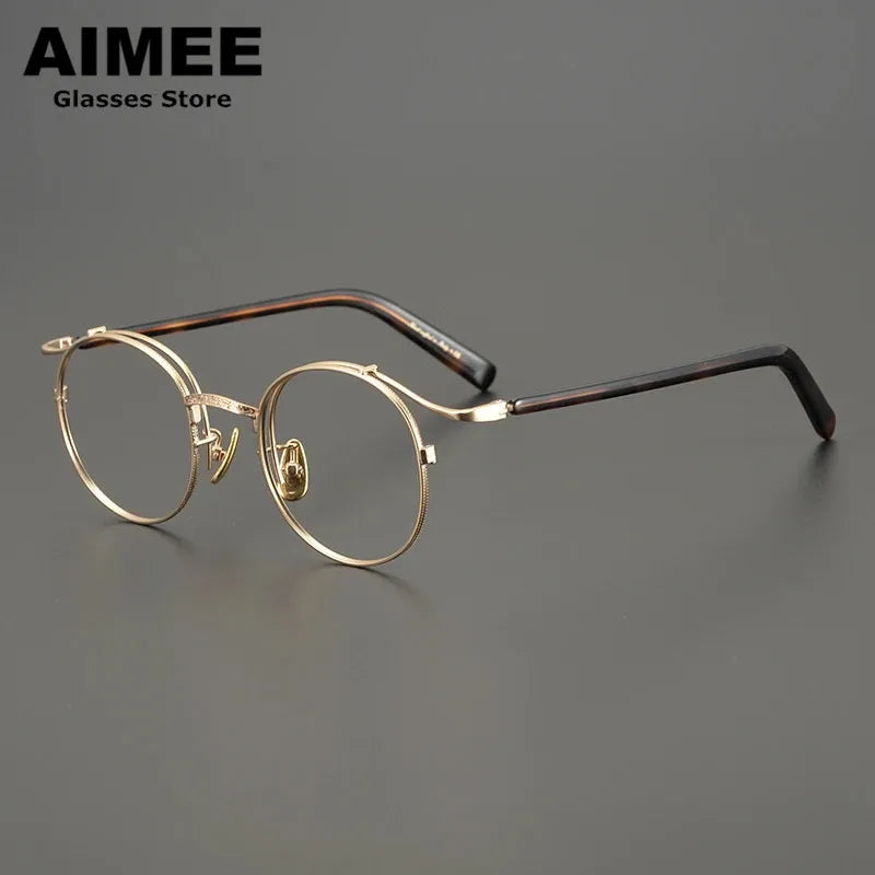 Aimee Unisex Full Rim Round Titanium Eyeglasses 14044 Full Rim Aimee   