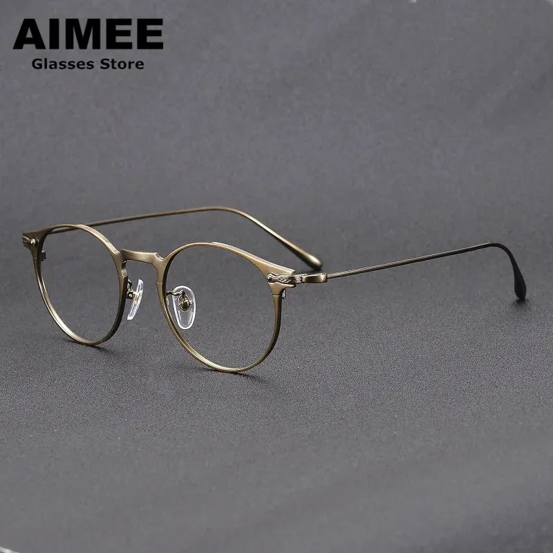 Aimee Unisex Full Rim Round Titanium Eyeglasses 131181