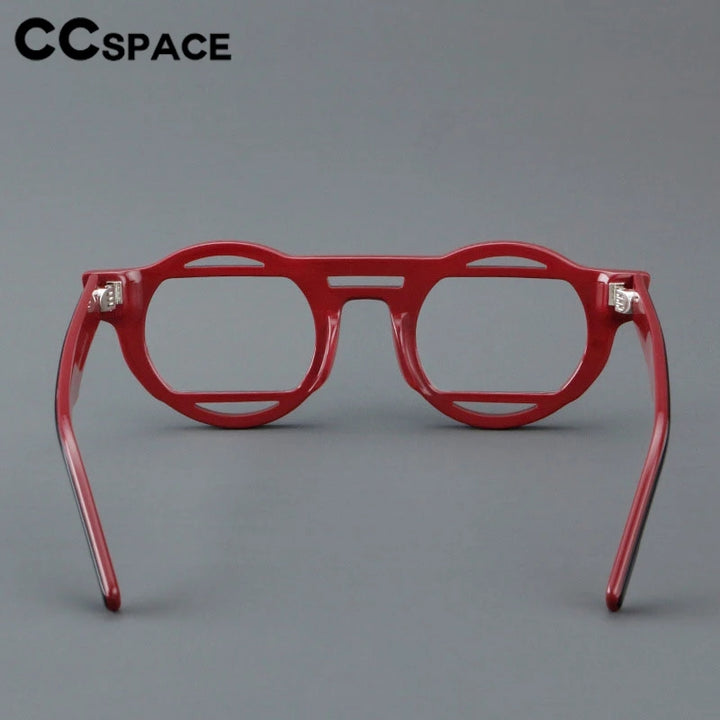 CCspace Unisex Full Rim Round Acetate Double Bridge Eyeglasses 301737 Full Rim CCspace   