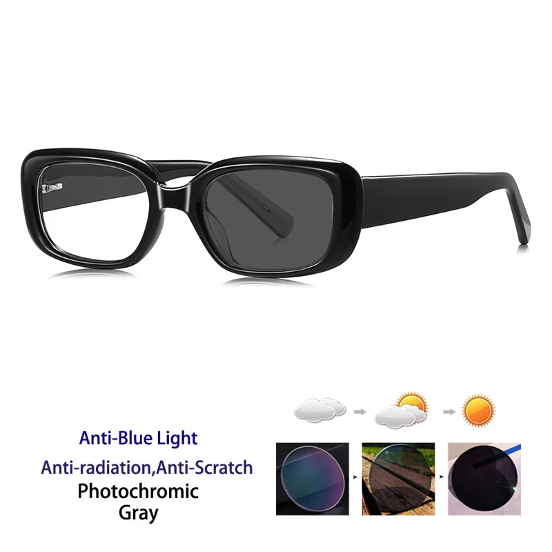 Kocolior Unisex Full Rim Square Acetate Photochromic Reading Glasses 412241