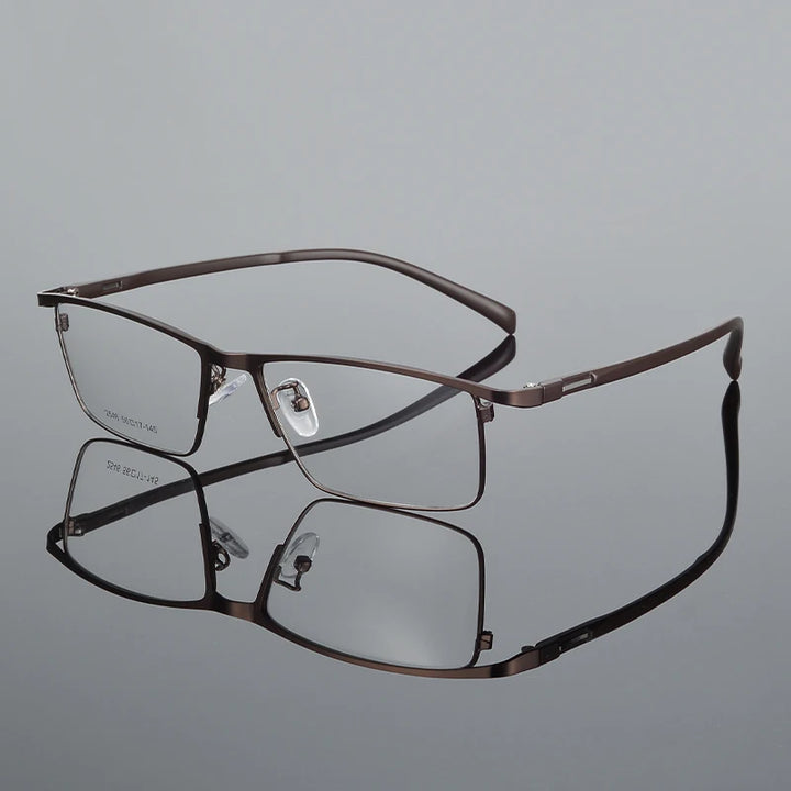 Bclear Unisex Full Rim Square Alloy Eyeglasses 42546 Full Rim Bclear Brown