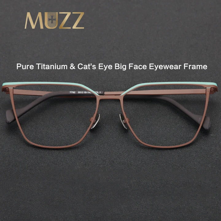 Muzz Women's Full Rim Brow Line Cat Eye Titanium Eyeglasses 87792