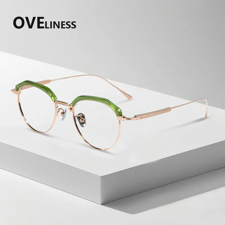 Oveliness Women's Full Rim Flat Top Oval Titanium Acetate Eyeglasses 739903