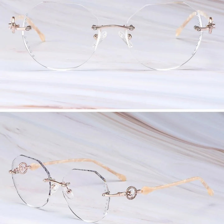 Summer Flower Women's Rimless Flat Top Oval Titanium Eyeglasses 693097