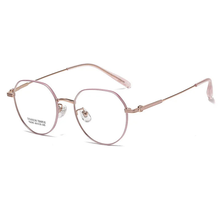 Momoja Women's Full Rim Flat Top Polygon Titanium Eyeglasses 98690
