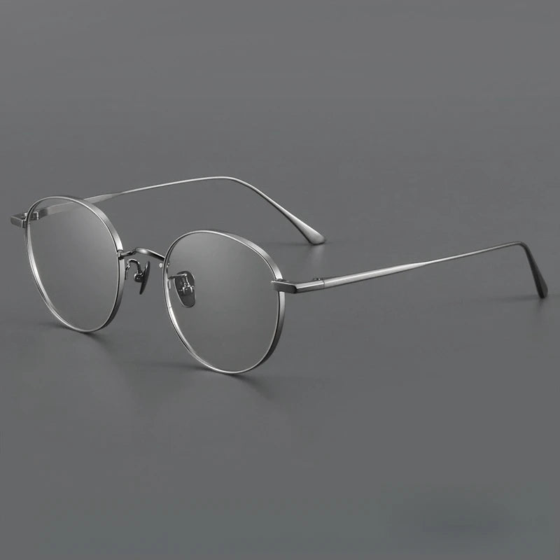 Yimaruili Unisex Full Rim Oval Round Titanium Eyeglasses 19835 Full Rim Yimaruili Eyeglasses Silver