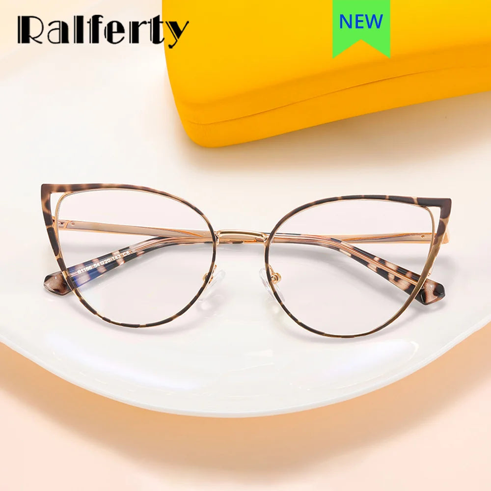 Ralferty Women's Full Rim Oval Cat Eye Alloy Eyeglasses R81166 Full Rim Ralferty   