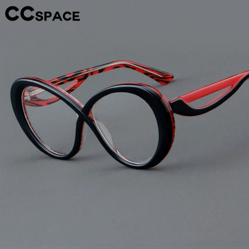 CCspace Unisex Full Rim Oval Cat Eye Acetate Eyeglasses 30793 Full Rim CCSpace   